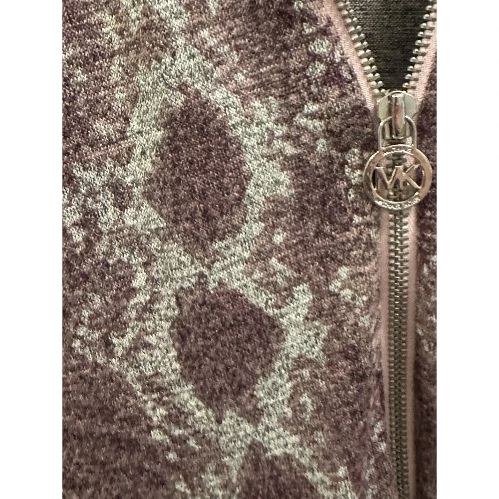 Michael Kors XL Purple Snakeskin Midi Dress Light Weight Stretch Half Zip